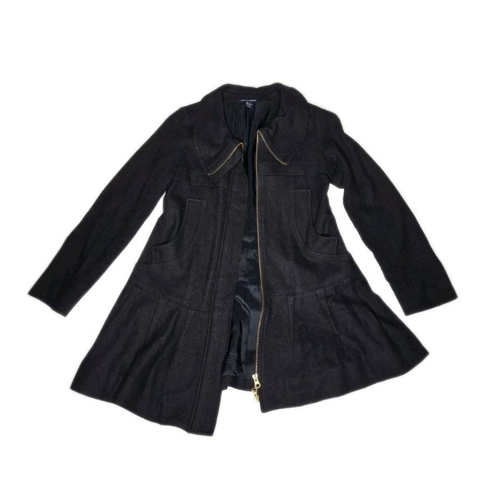 Boston Proper Black Peplum Jacket Tailored Gold Zipper Women Size 6